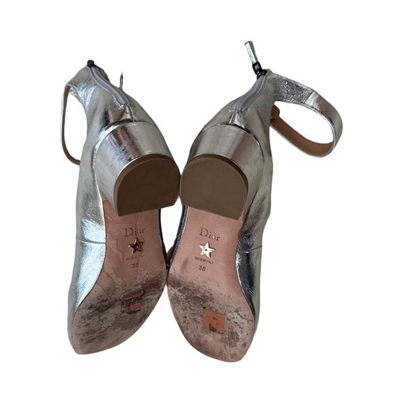 Christian Dior metallic silver mary janes shoes size 38 main image 4